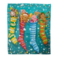 Super meko bacanje pokrivač crveno medvjed božićne čarape sa i igračkama i vijencima Bunny Candy Cane