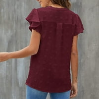 Ženski vrhovi i bluze čišćenje kratkih rukava šifon ruffle rukave Flowy Swiss Dot ženske vrhove Kompresijska rukava s rukavima V Ret Womens Tops casual wine s