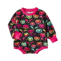 Sehao Newborn novorođenčad za bebe Unise print bundeve proljeće Jesen Dugi rukav Halloween Roadper Bodysuit odjeća vruća ružičasta