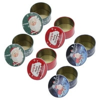 Božićne limene kutije za listiće u okruglo crtani poklon za skladištenje spremnika biskvit spremnik čaja odlazi mirisan organizator (Rando)