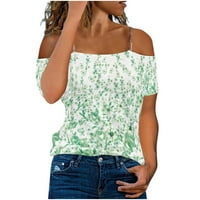 Košulje veličine LILGIUY Plus za žene Modni labavi udobni ispis kratkih rukava sa ramena