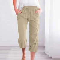 Žene ljetne hlače Ležerne prilike ugodne modne cvjetne labave tanko opremljene džepove visokih nogu Plus veličine hlače za crtanje