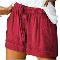 Ljetne kratke hlače za ženske ležerne dukseve sa duksevima sa džepovima širine noge pamučne vunene plaže kratke hlače