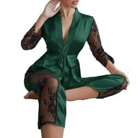 Set Elegant Colorblock PJ pantne setovi palama tamnozelene ženske pidžame