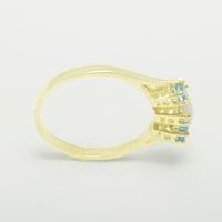 Britanci napravili 18K žuti zlatni prirodni prsten i blue Topaz ženski zaručni prsten - Veličine opcije - Veličina 8.5