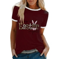 Utoimkio Womens Uskrsne majice Majice kratkih rukava Zeko grafički čajevi Ležerne prilike Ležerne prilike
