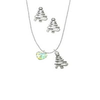 DELIGHT nakit Clear AB Crystal Heart srebrni ton Zig Zag Božićno stablo Šarm Ogrlice i naušnice