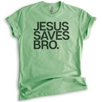 Isus štedi bratu majicu, unise ženska muška majica, vjerska majica, hrišćanska majica, vjerska majica, heather jabuka zelena, 3x-velika