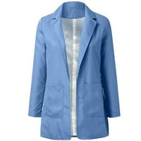 Blazers za žene plus veličine dugih rukava otvorena prednja rever Carlar Cardigan kaput od čvrste kaznene jakne