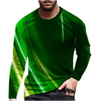 Stamzod Vintage majica s dugim rukavima za muškarce Cleariance 3D linije gradijentni ispisani posad vrat majica na majici preveliki vrhovi majica Muška odjeća zelena xxl