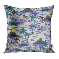 Retro Hawaii s planinskim zalaska sunca palme brodice šareni svijetli umjetnički torbica za jastuče od jastuče