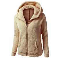 〖Roliyen〗 džemperi za žene vrat dugih rukava s kapuljačom dugih rukava kaput zimski topla vuna patentni