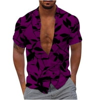 Caveitl velike i visoke majice za muškarce, muškarci modne casual tipke Hawaii ispis pansion s kratkim