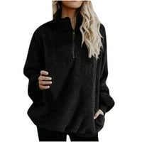 Žene runo Zip up pulover modna krava printska jakna s dugim rukavima prevelizirani feuzy FAU Shearling