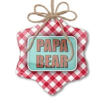 Božićni ukras Papa medvjed očev dan vintage pop crveni plaid neonblond