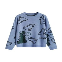 Gueuusu Women Dinosaur Print Pleteni džemper Estetski harajuku Predivno pulover E Girl Streetwear Preppy džemper
