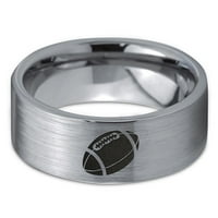 Tungsten američki nogometni band prsten za muškarce žene udobnost fit siva ravna rezano brušeno polirano