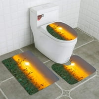 Travnata silueta Awe narančasta vatrena zalaska sunca kupaonice Rugs set za kupac za kupanje Contour
