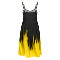 Ženske haljine Mini tiskani bez rukava A-line ljetni haljina žuta 2xl