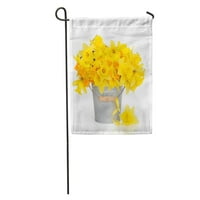 Narcis i proljetni aranžman s proljećom cvijeta u nevolji u nevolji aluminijskoj kašici Žuta vrpca Jedna labava vrt za zastavu Dekorativna zastava kuće Baner