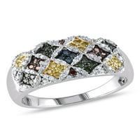 Carat T.W. Višebojni dijamantski srebrni prsten od srebra