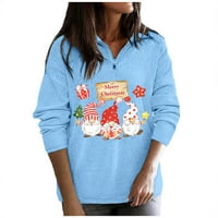 Ženski zimski božićni print Dugih rukava pulover za bluzu TOP ženski aktivni noćni vrhovi vrata za žene