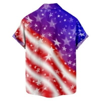 Yanhoo Patriotske američke majice za zastave za mens gumb Up kratkih rukava od karika vrpce labave majice