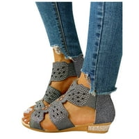 Leey-World Ženske cipele Sandale za žene Slatke ljetne perle boemske sandale cvijeće cvijet rhinestone elastične kaiševe