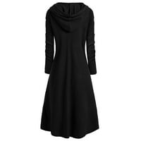 Dyfzdhu Gothic Hoodies za žene plus veličine Vintage Duks s kapuljačom s dugim rukavima Visoka niska ogrtača crna