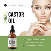 Kate Blanc kozmetika CASTOR ulje, USDA Organizovana organska, čista, hladno prešana, heksane Besplatno podstiče rast trepavica, obrva, kose, kose. Kreta za hidratantnu kožu i tretman za kosu Starter Kit