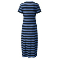 Haljine za žene ljetne trendSvomen modne ljetne casual kratkih rukava V-izrez haljina labava haljina plava l