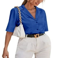 Ženska elegantna satenska svilena košulja spuštena kratkim rukavima Clask Classic Solid radna bluza