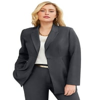 Jessica London ženski plus veličina dugih rukava Blazer jakne od jakne - W, tamni ugljen crni