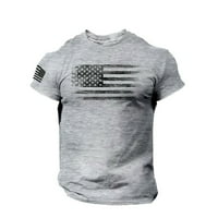 Yubnlvae muške majice muške tiskane majice američke zastave uznemirene o izrez kratkih rukava bluza