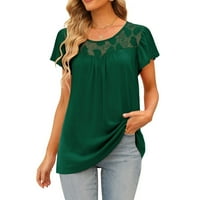 Ljeto Plus veličine vrhova za žene, ženska modna čipkasti košuljenim majicom kratkih rukava bluza okrugli vrat casual vrhovi