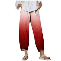 FETERNALWOMEN-ov ljetni modni tisak lagani džep casual pantalone hlače široke pantalone za noge za žene
