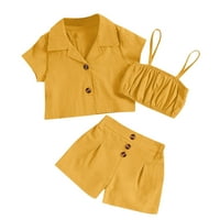 Dječje dječje dječje djevojke odjeću proljetne ljetne čvrste pamučne majice kratkih rukava kratke hlače