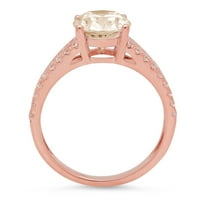 2. CT sjajan ovalni rez prozirni simulirani dijamant 18k 18k Rose Gold Solitaire sa accentima prsten sz 6.75