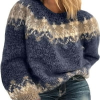 Colisha žene pletene džempere zimski topli džemper za vrat džemper od karata od labavog kocka s dugim