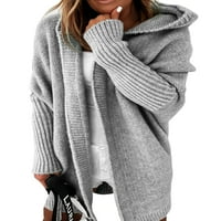 Bomotoo ženski džemper s dugim rukavima dukserice zimski topli pleteni džemperi midi duljina radna jakna