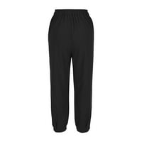 Ženske hlače Dressy casual ganfancp ženske hlače proljeće i jesenski čvrsti boja elastični struk pamučne tajice casual pantalone crne # u prodaji ili čišćenju
