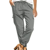 HQlecpe ženske hlače modne čvrste boje Kombinezone Kombinezone džepne pantalone Ležerne hlače