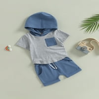 Qinghua novorođenčad dječaci za bebe dječaci Ljetna odjeća džep s kapuljačom i elastičnim šarkama za