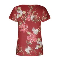 Ženske tunike kratkih rukava za nošenje sa gamašima Flowy Flare Boho cvjetni vrhovi Square Squaret majice za ljeto