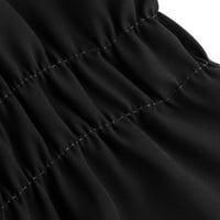 Ženski vrhovi Ljeto V izrez Pleased Belt šifon bluza s kratkim rukavima Black XXL
