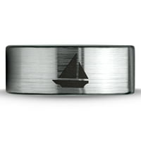Tungsten Sail Cruiser Brzina Brod 2D Art Band prsten Muškarci Žene Udobne cipele Četkano sivo ravni rez crni polirani