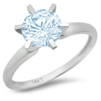 3CT okrugli rez plavi simulirani dijamant 18k bijeli zlatni angažman za angažman prsten veličine 9.5