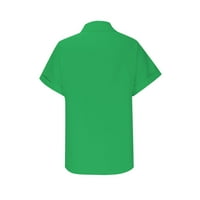 Cherella Ženska kauzalno dugme Čvrsta bluza Majica kratkih rukava Ljetni vrhovi zelena, m