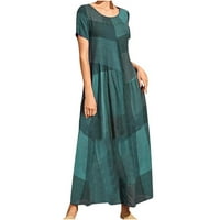 USMIXI Formalne haljine za žene plus veličina Moda Labavi Flowy Pleated Swing Vintage Graphics Pocket