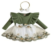 MA & Baby Toddler Djevojka Outfits Novorođenčad novorođenčad dugih rukava Romper haljina i trake za